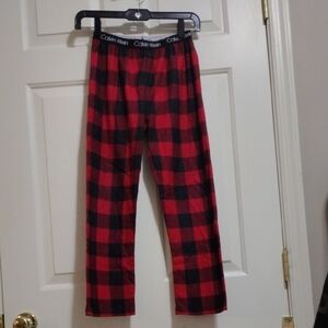 Calvin Klein Kids Red and Black Plaid Pajama Pants Med 7/8